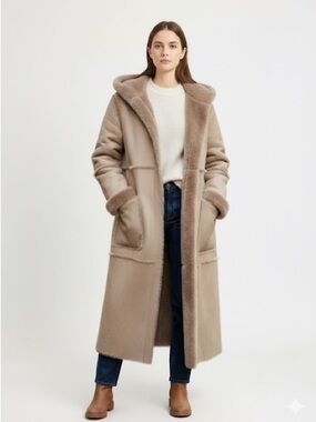 Robo genuine sheepskin hooded coat